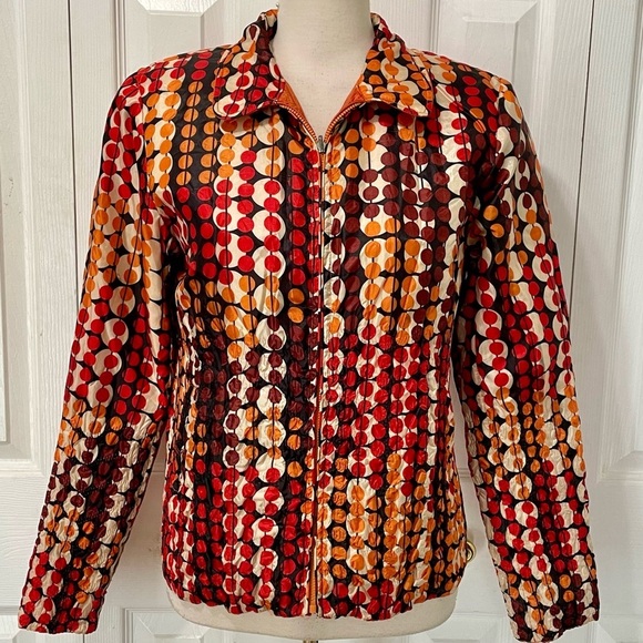 UbU Tops - Vintage UBU satin Colorful Patterned Women's reversible zip jacket